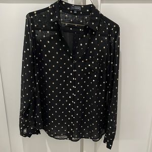 The Limited black see through blouse with gold dots
